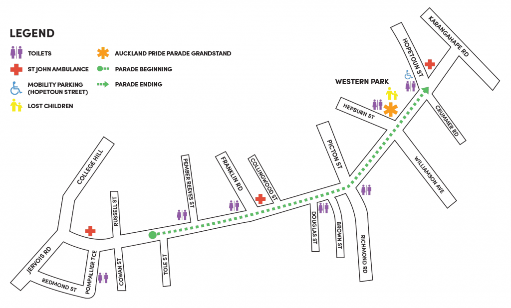 Auckland Pride Parade Map